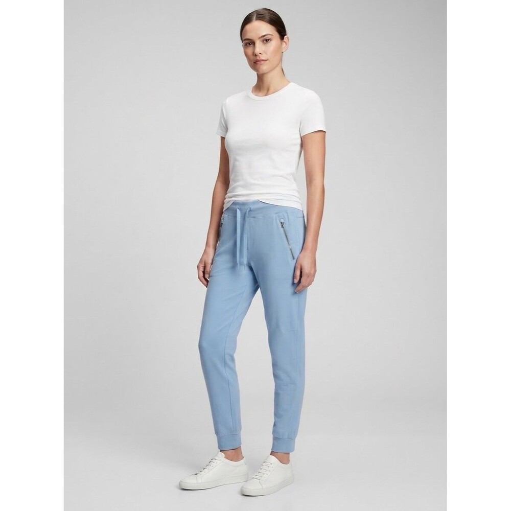 Athleta Blue Trekkie Joggers Size 14 Zip Pocket Hiking Athleisure Pants Stretch